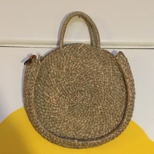 Anthropologie Straw woven Circular Tote